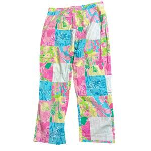 Lilly Pulitzer Patchwork Floral Stretch Crop Trouser Pants Womens Size 6